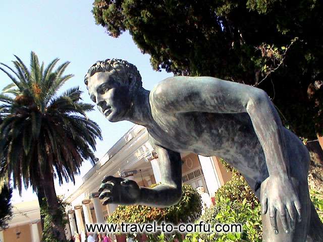 BRONZE STATUE - A bronze statue that is found in the garden of Achillion.