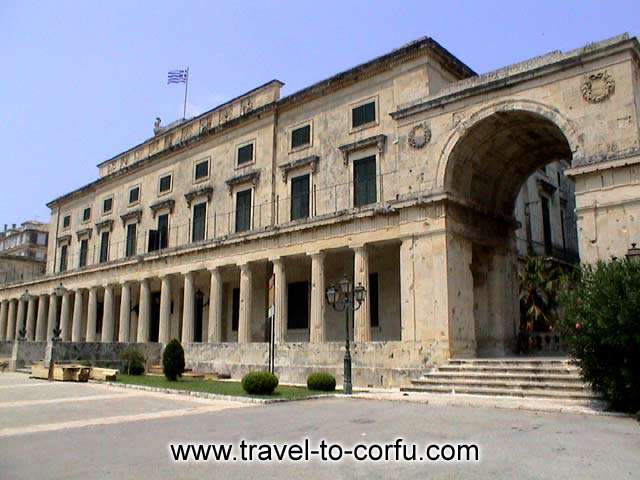 This building was used as the residence of the British Commissioner and after it housed the Ionian Senate.  